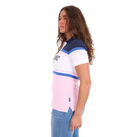 'Maeve' Stripe Polo Shirt - Pink/Navy