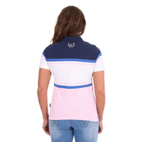 'Maeve' Stripe Polo Shirt - Pink/Navy