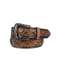 'Siara' Leather Tooled Turq Concho Belt