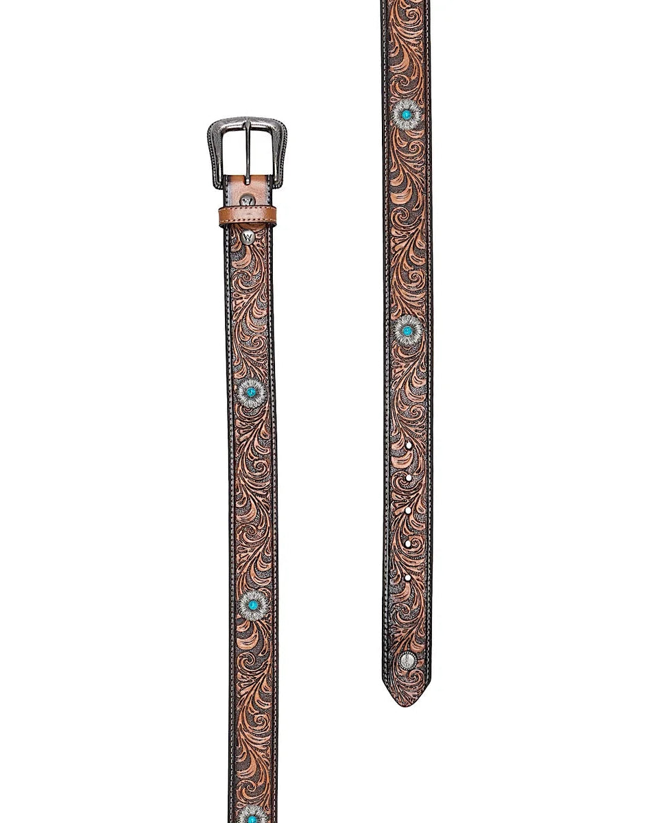 'Siara' Leather Tooled Turq Concho Belt