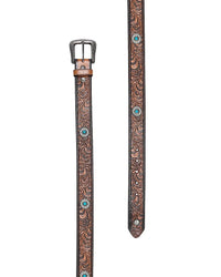 'Siara' Leather Tooled Turq Concho Belt