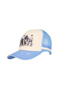'Josie' High Profile Trucker Cap - Light Blue