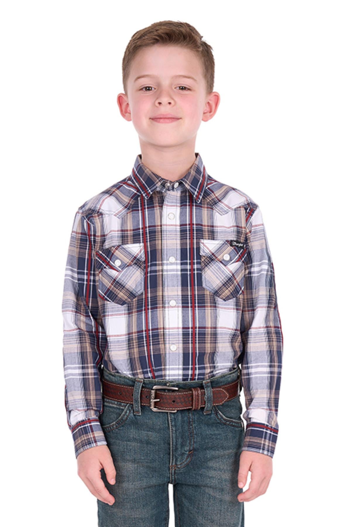 'Shaun’ Longsleeve Check Shirt - Navy/Red