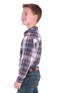 'Shaun’ Longsleeve Check Shirt - Navy/Red