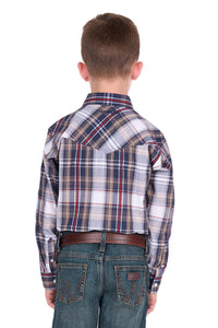 'Shaun’ Longsleeve Check Shirt - Navy/Red