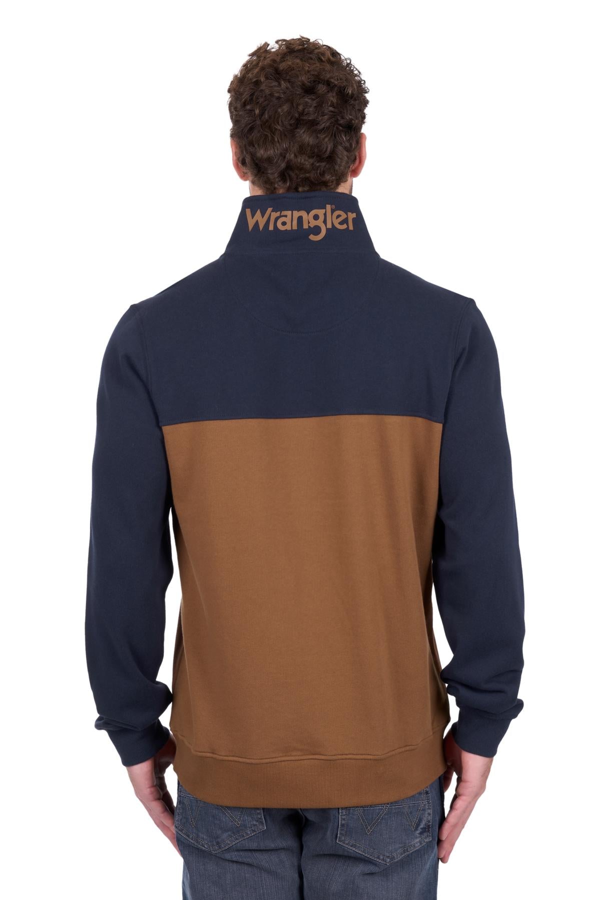 'Steve' 1/4 Zip Pullover Jumper - Navy/Tan