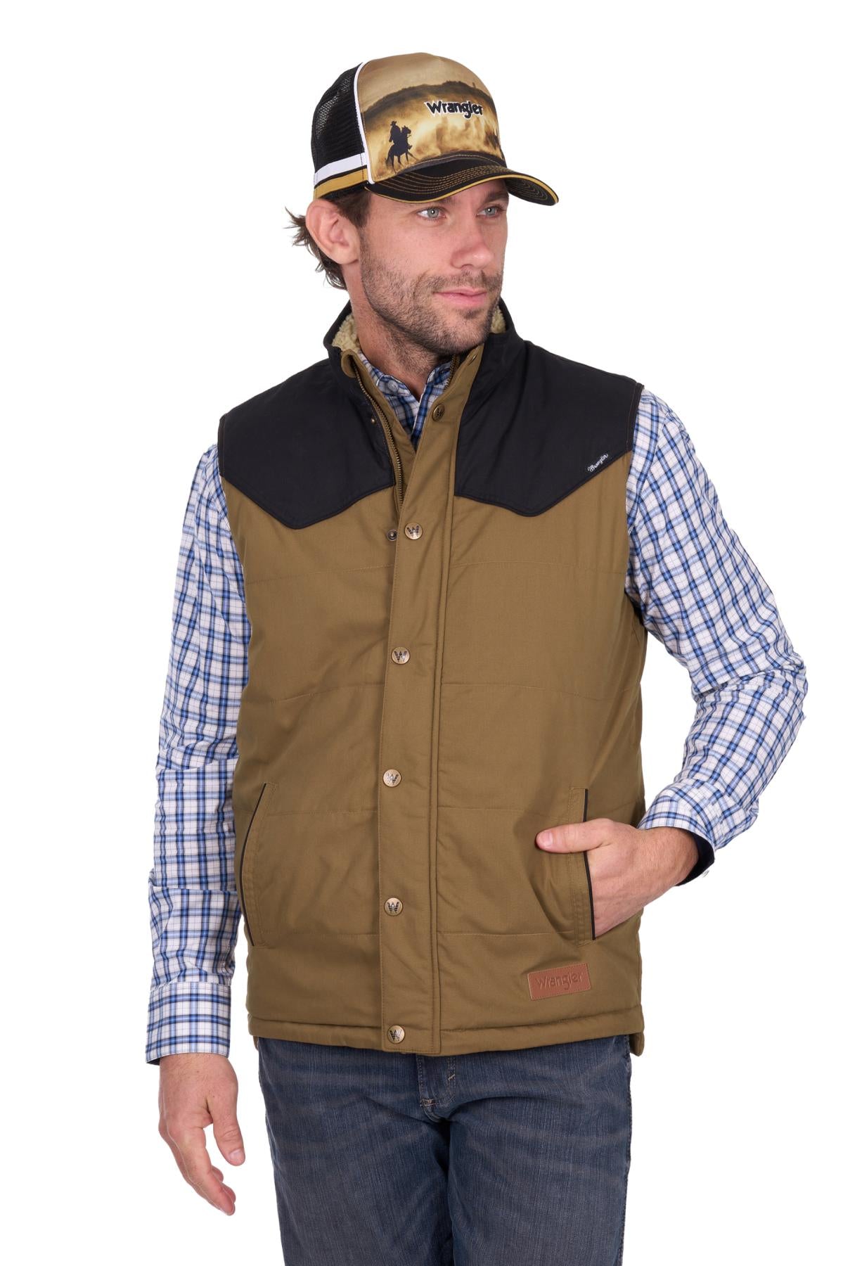 Mens 'Ruben' Vest - Dark Tan/Black
