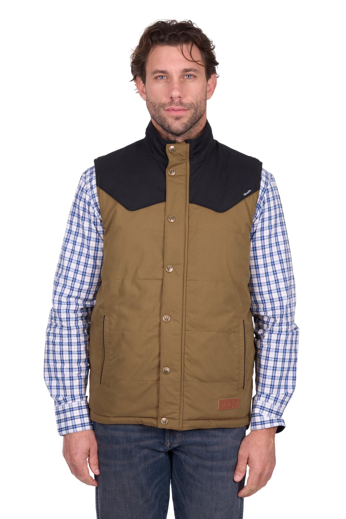 Mens 'Ruben' Vest - Dark Tan/Black