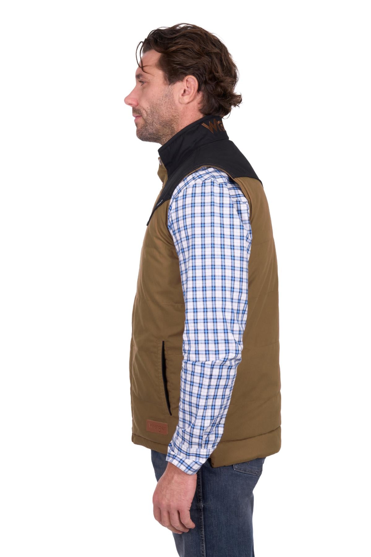 Mens 'Ruben' Vest - Dark Tan/Black