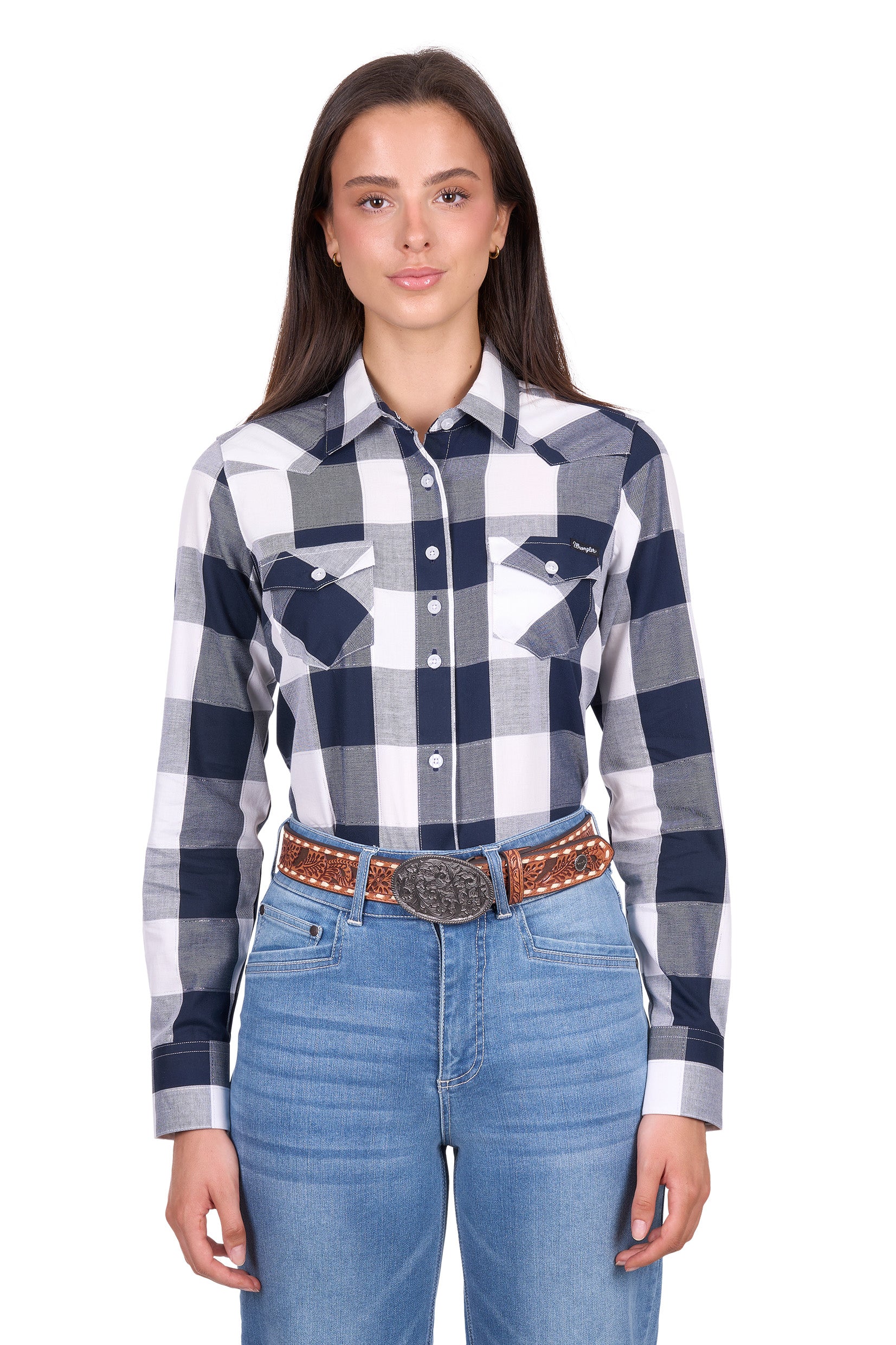 'Jewell' Print Longsleeve Shirt - Navy