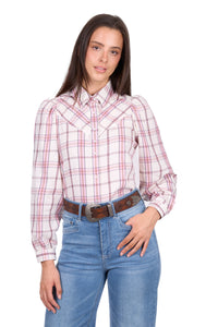 'Henley' Longsleeve Shirt - Ivory/Pink