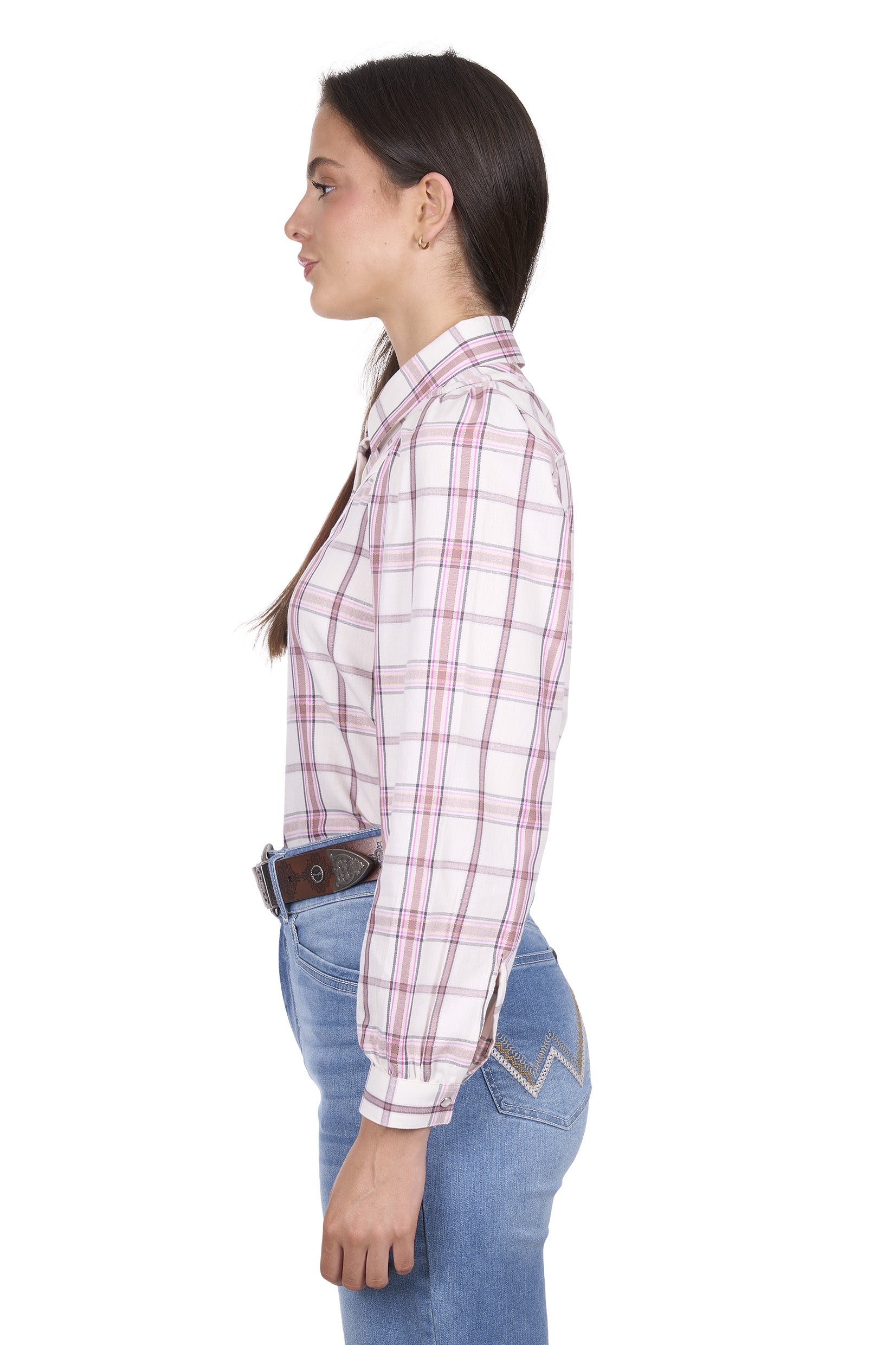 'Henley' Longsleeve Shirt - Ivory/Pink