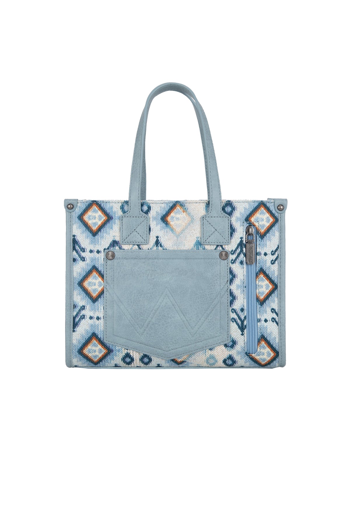 Aztec Crossbody Tote Bag - Light Blue