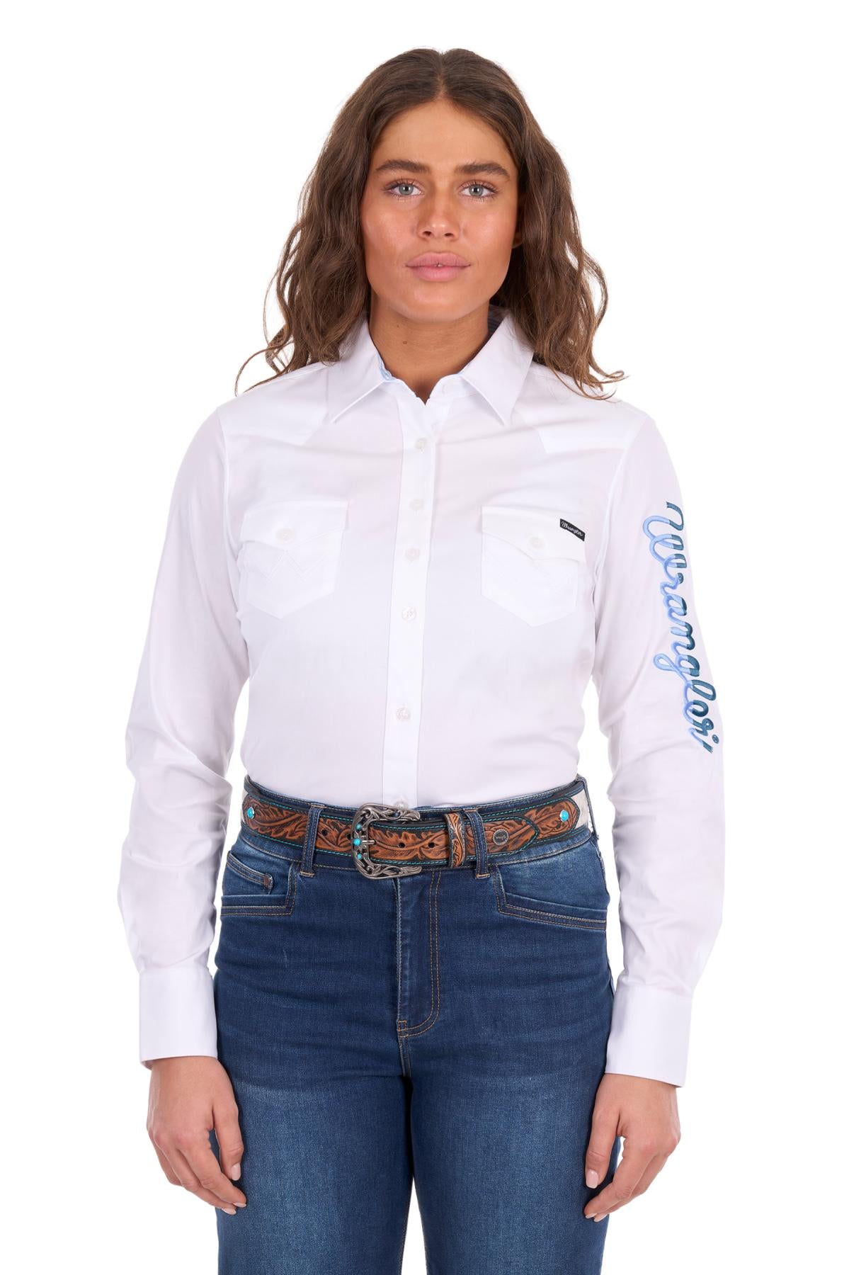 'Hazel' Logo Longsleeve Shirt - White