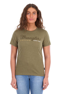 'Lucy' Wrangler Tee - Khaki Marle