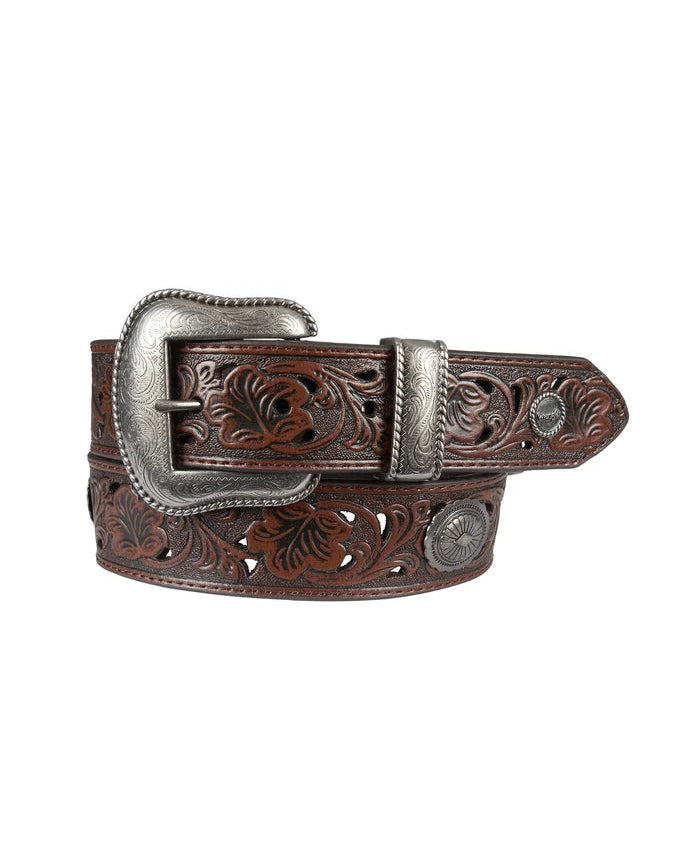 'Molly' Leather Tooled Concho Belt