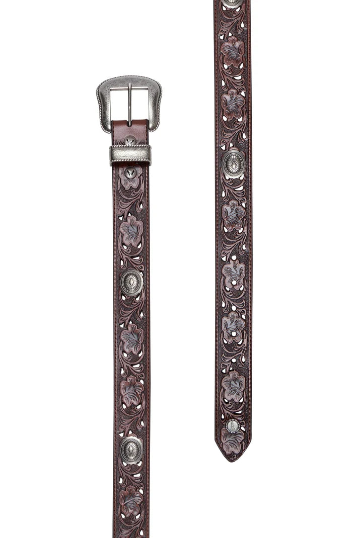 'Molly' Leather Tooled Concho Belt