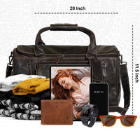 Leather Travel Bag Large - Brown