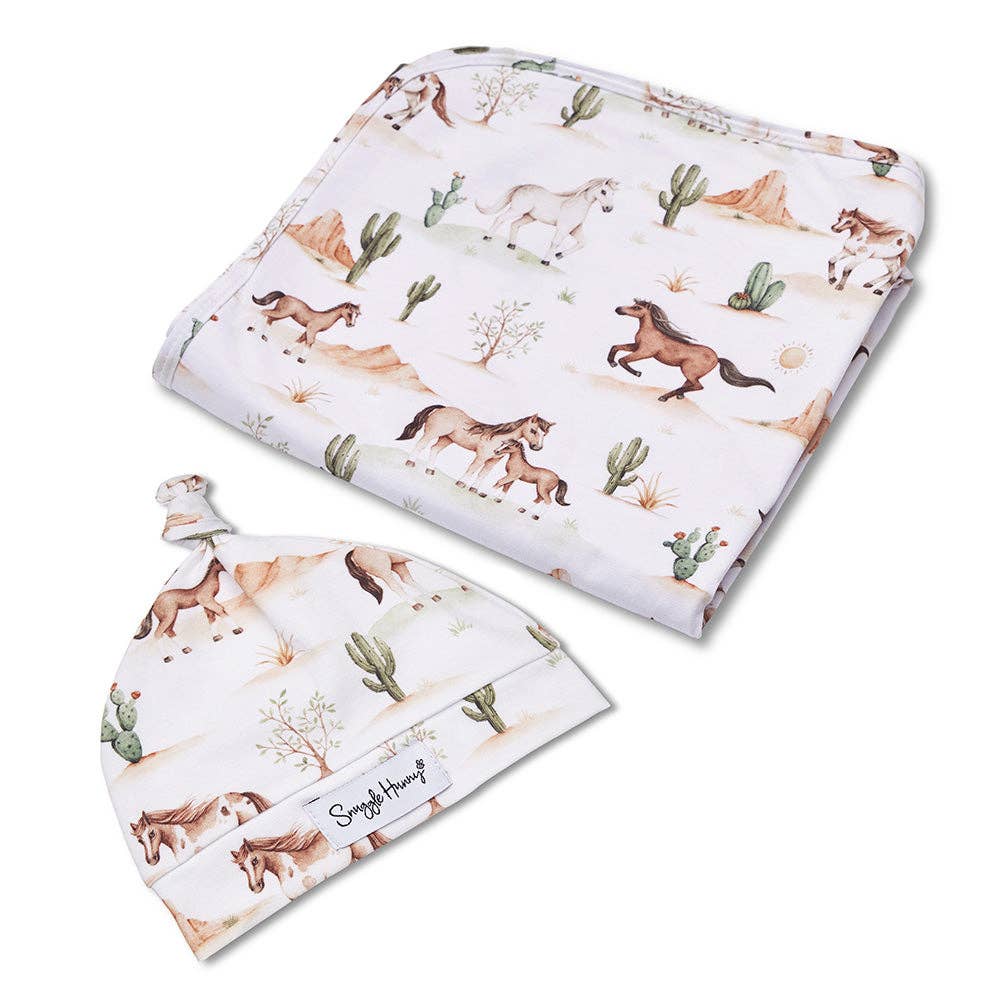 Wild Horses Wrap & Beanie Set