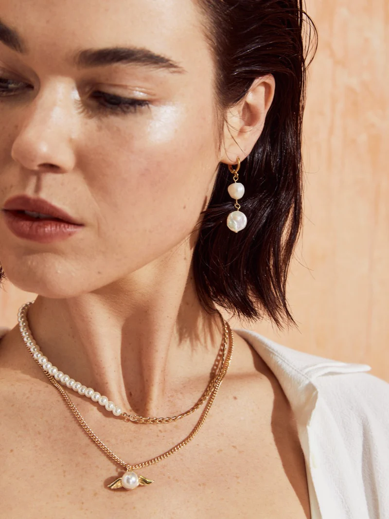 Aura Pearl Earrings - Gold