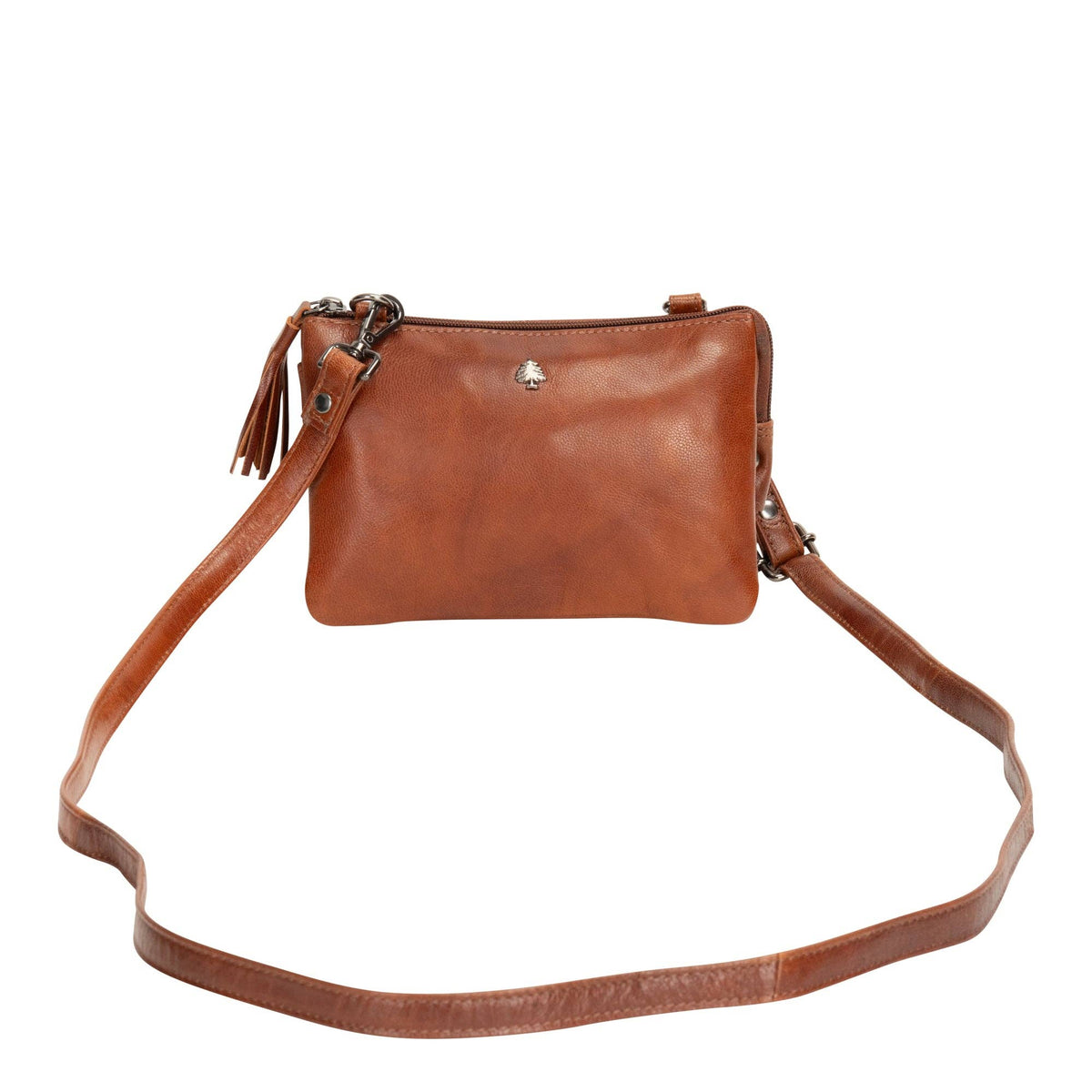 'Ellie' Leather Shoulder Bag - Camel