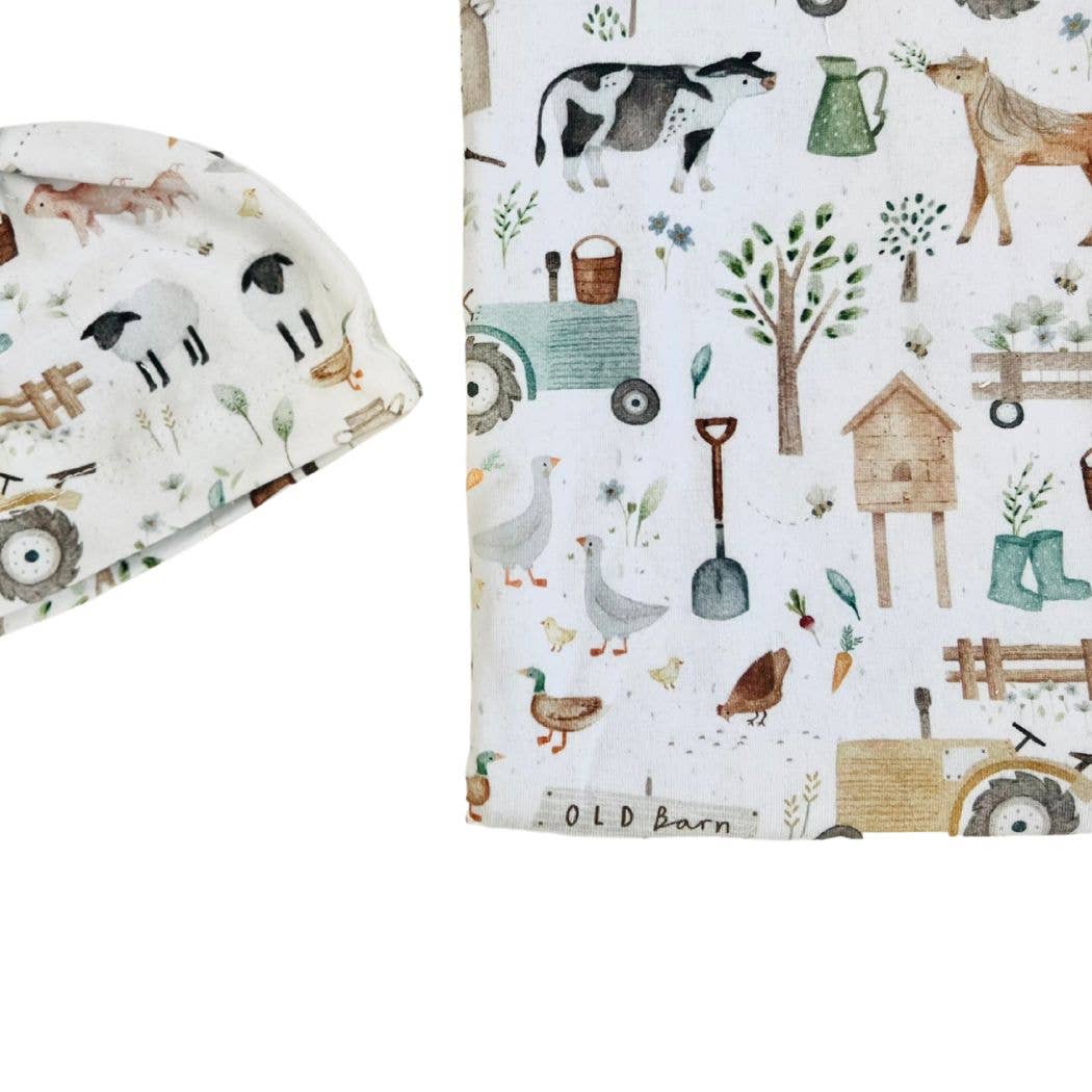 Organic Jersey Baby Wrap Set - Farm Life