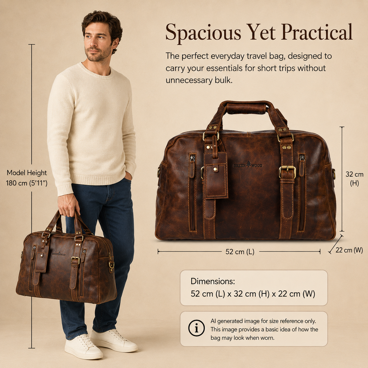 Voyager Leather Weekender Bag – Sandal