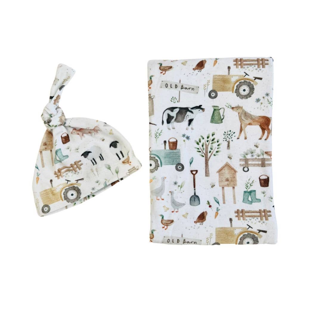 Organic Jersey Baby Wrap Set - Farm Life