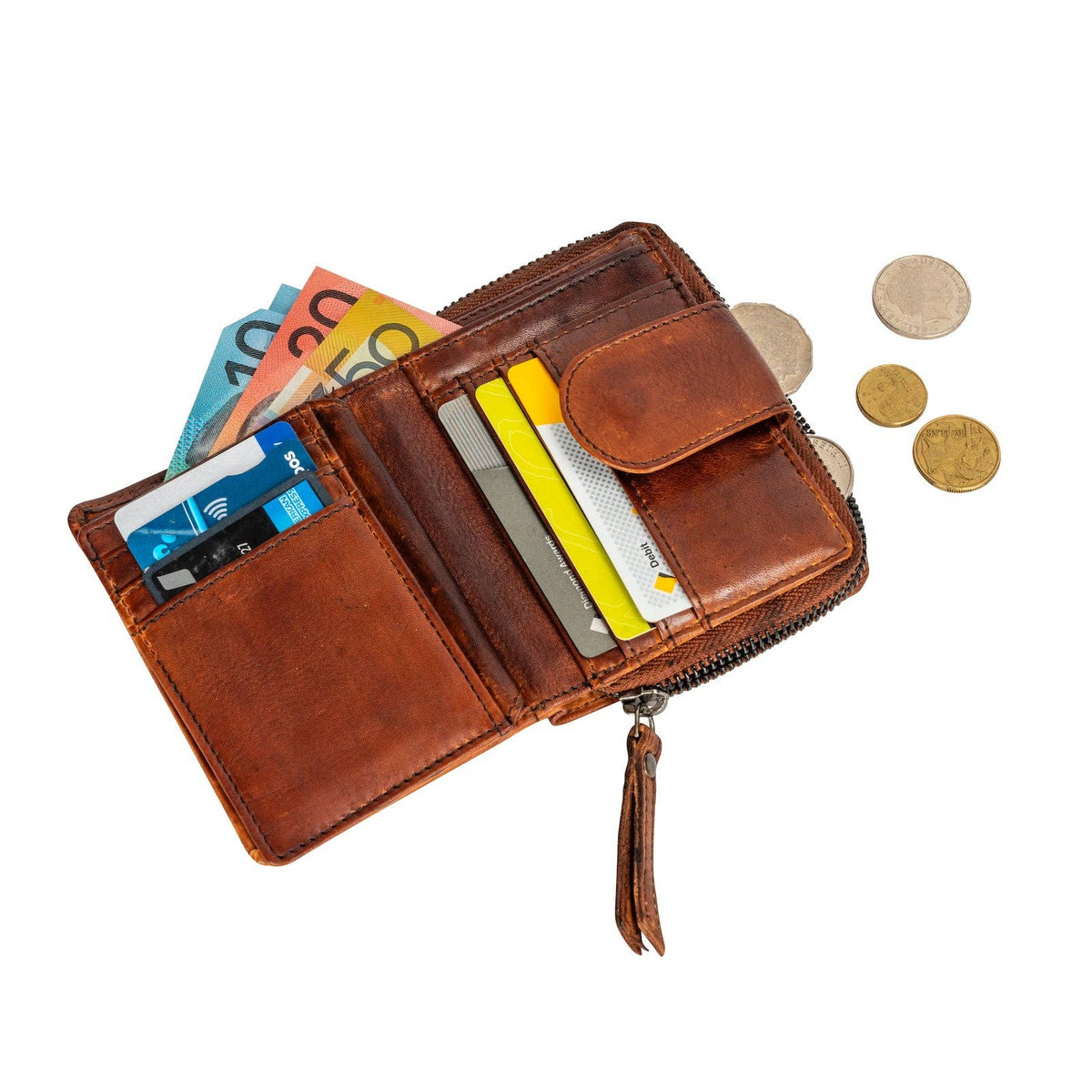 'Tina' Women's Leather Wallet - Cognac