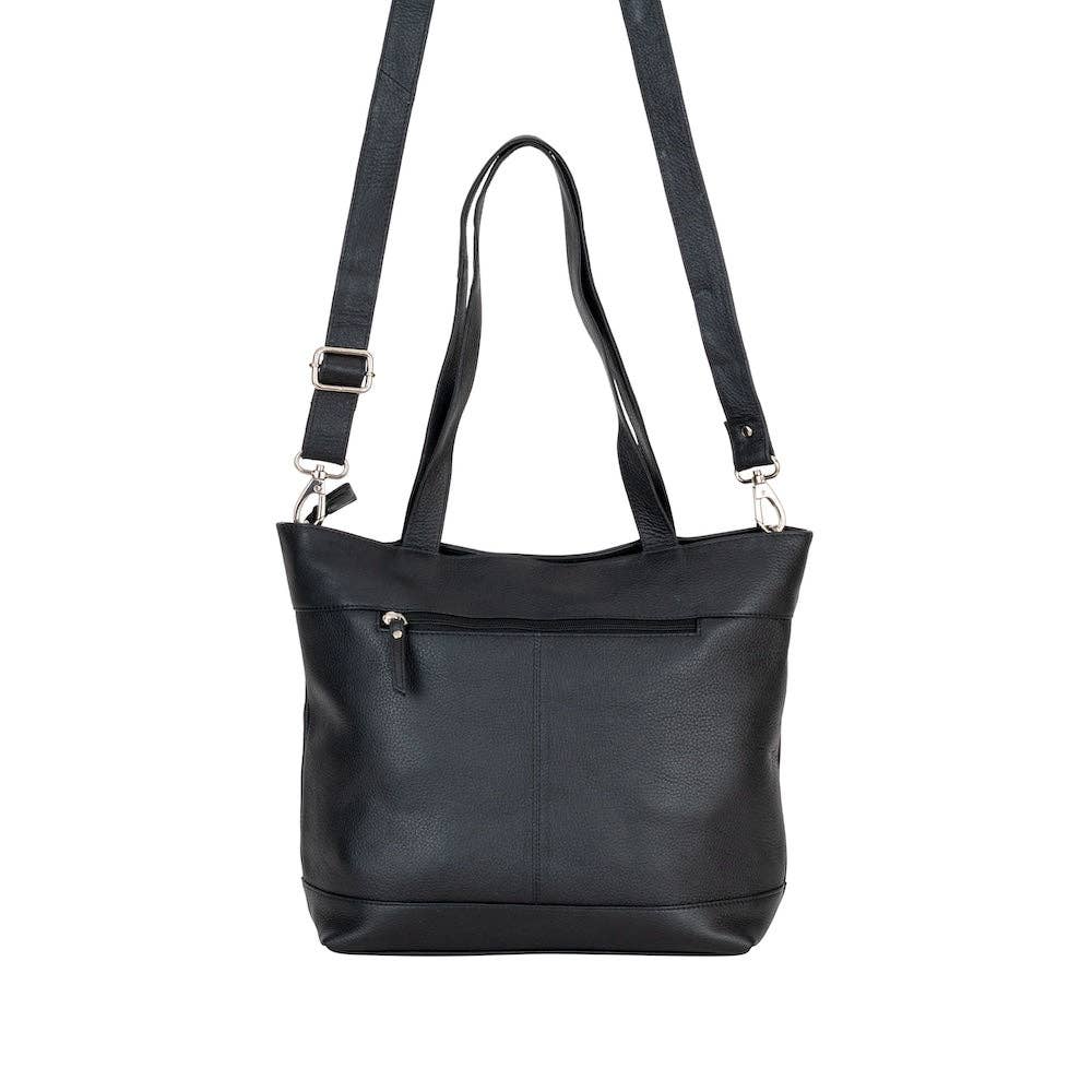 'Rowan' Leather Shoulder & Crossbody Bag - Black