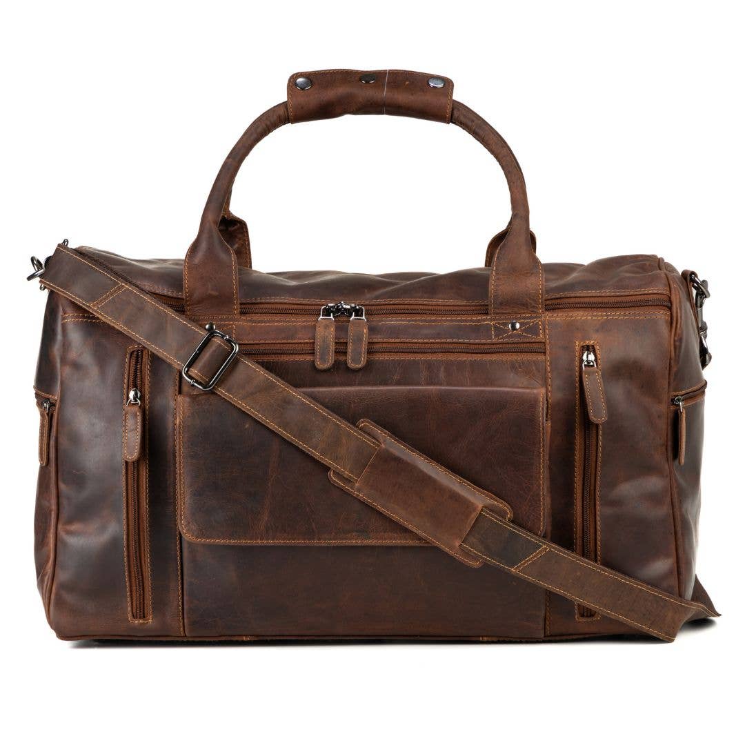 'Douglas' Vintage Leather Travel Bag - Sandal