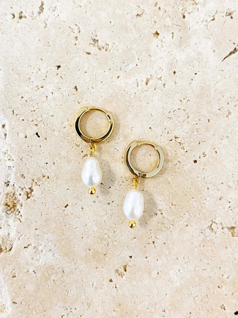 Daphne Pearl Gold Plated Earrings