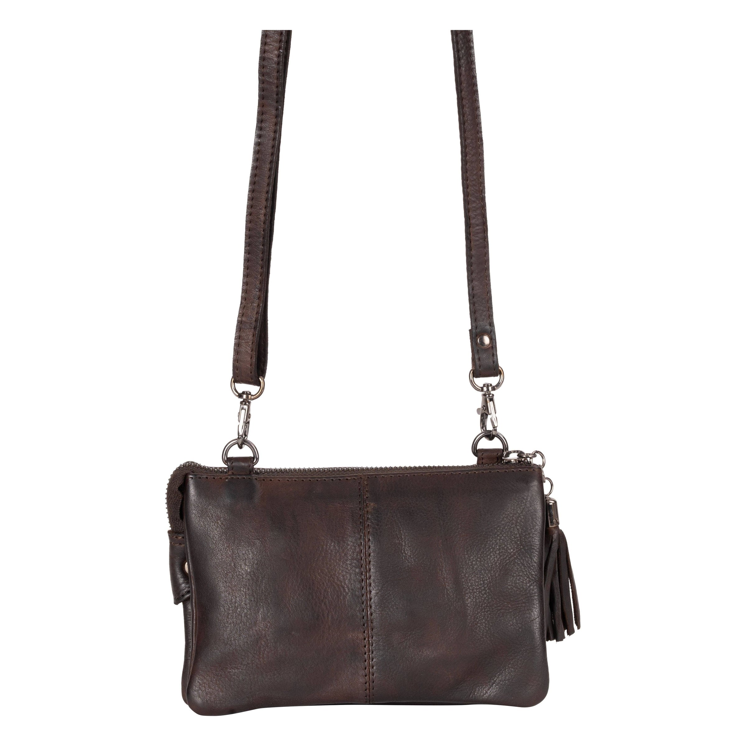 'Ellie' Leather Shoulder Bag - Brown