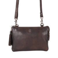 'Ellie' Leather Shoulder Bag - Brown