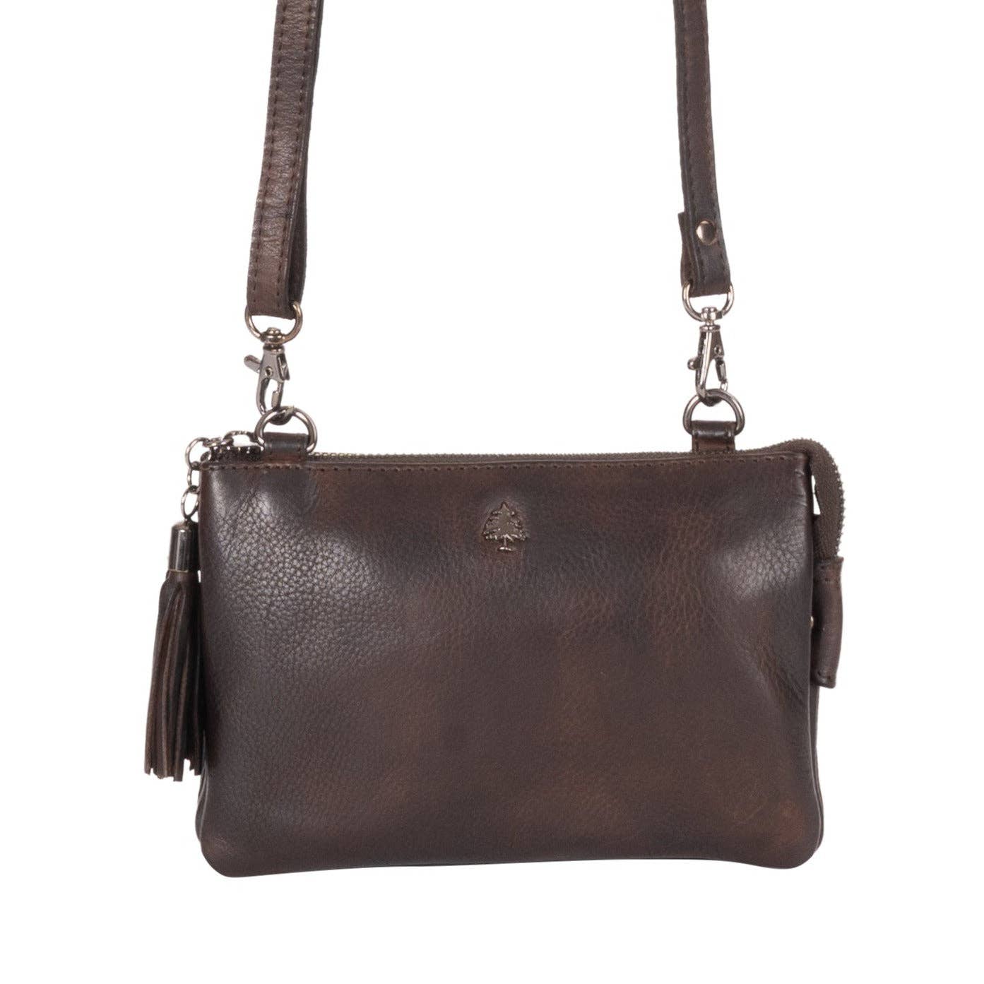 'Ellie' Leather Shoulder Bag - Brown