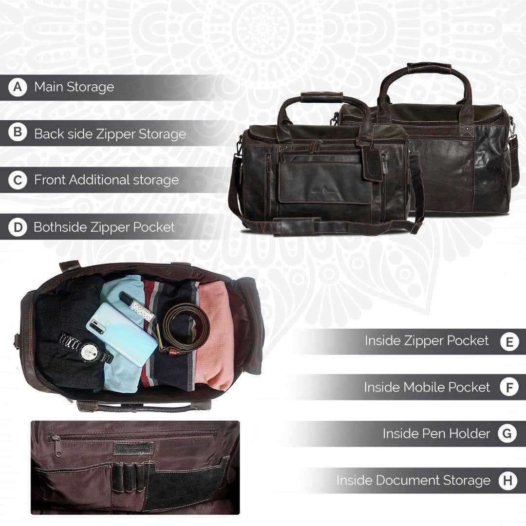 Leather Travel Bag Large - Brown