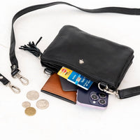 'Ellie' Crossbody Leather Bag - Black