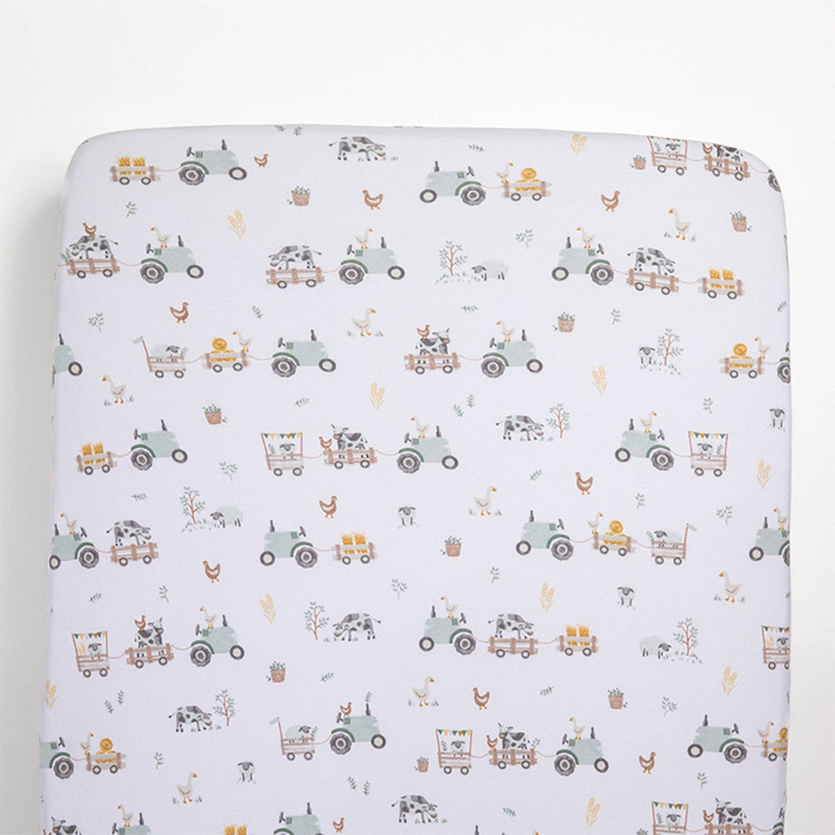 2 Pack Cot Fitted Sheets - Tractor Ride
