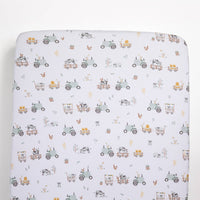 2 Pack Cot Fitted Sheets - Tractor Ride