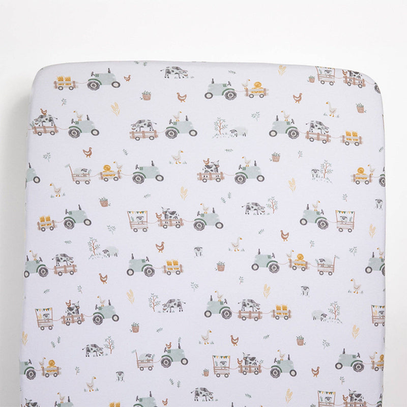 2 Pack Cot Fitted Sheets - Tractor Ride