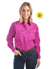 Womens Half Button Workshirt - Fuschia