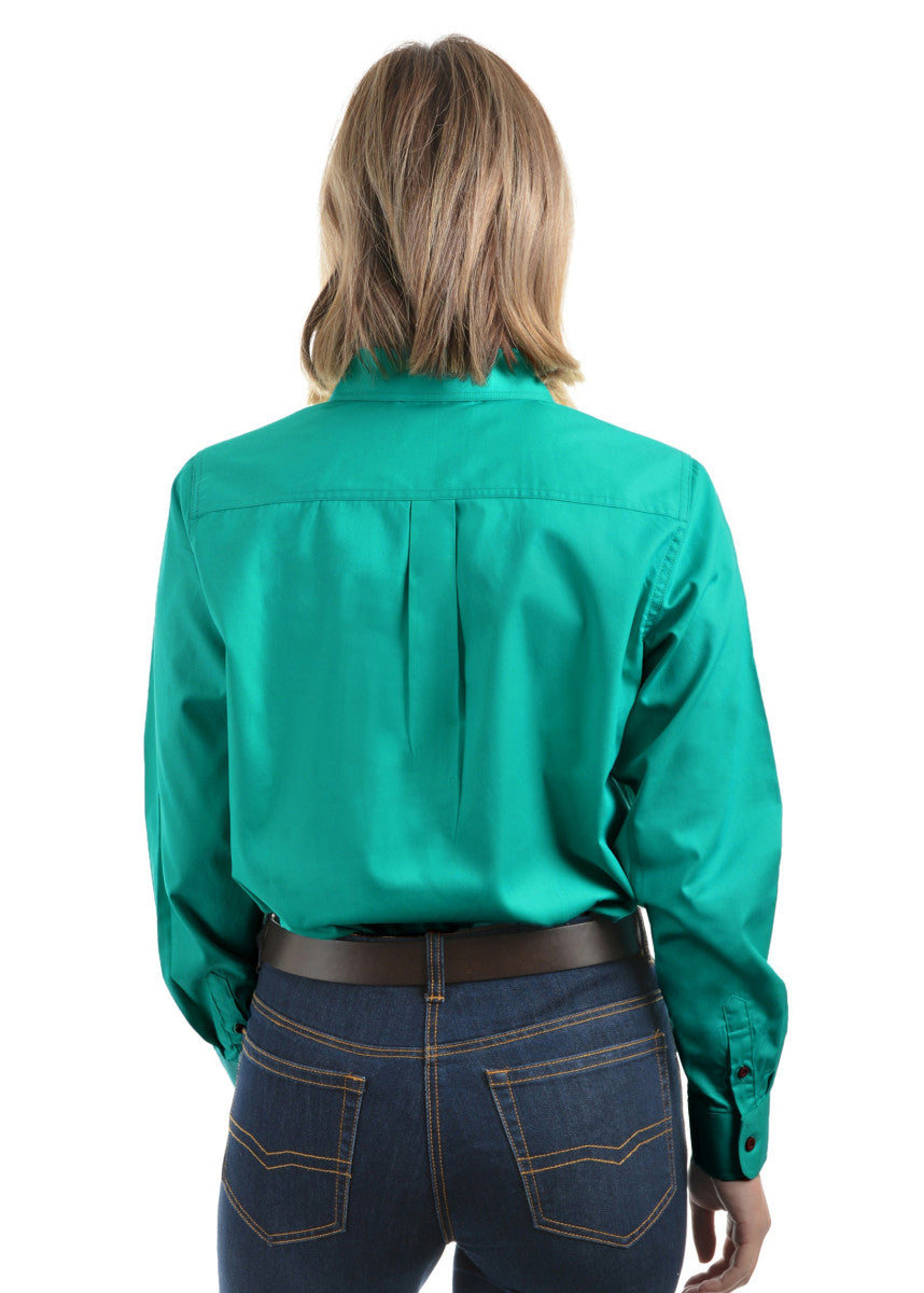 Womens Half Button Workshirt - Turquoise