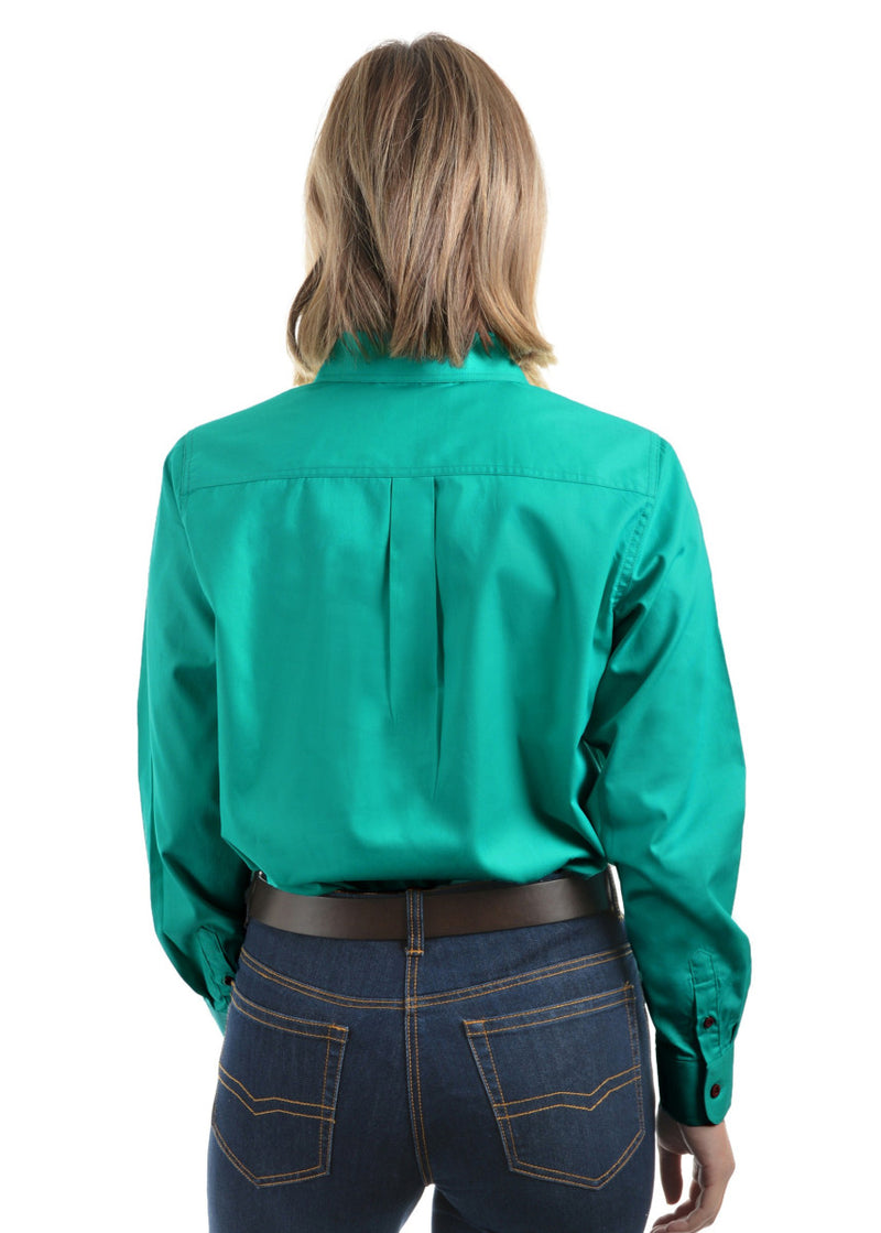 Womens Half Button Workshirt - Turquoise