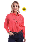 Womens Half Button Workshirt - Red Poppy
