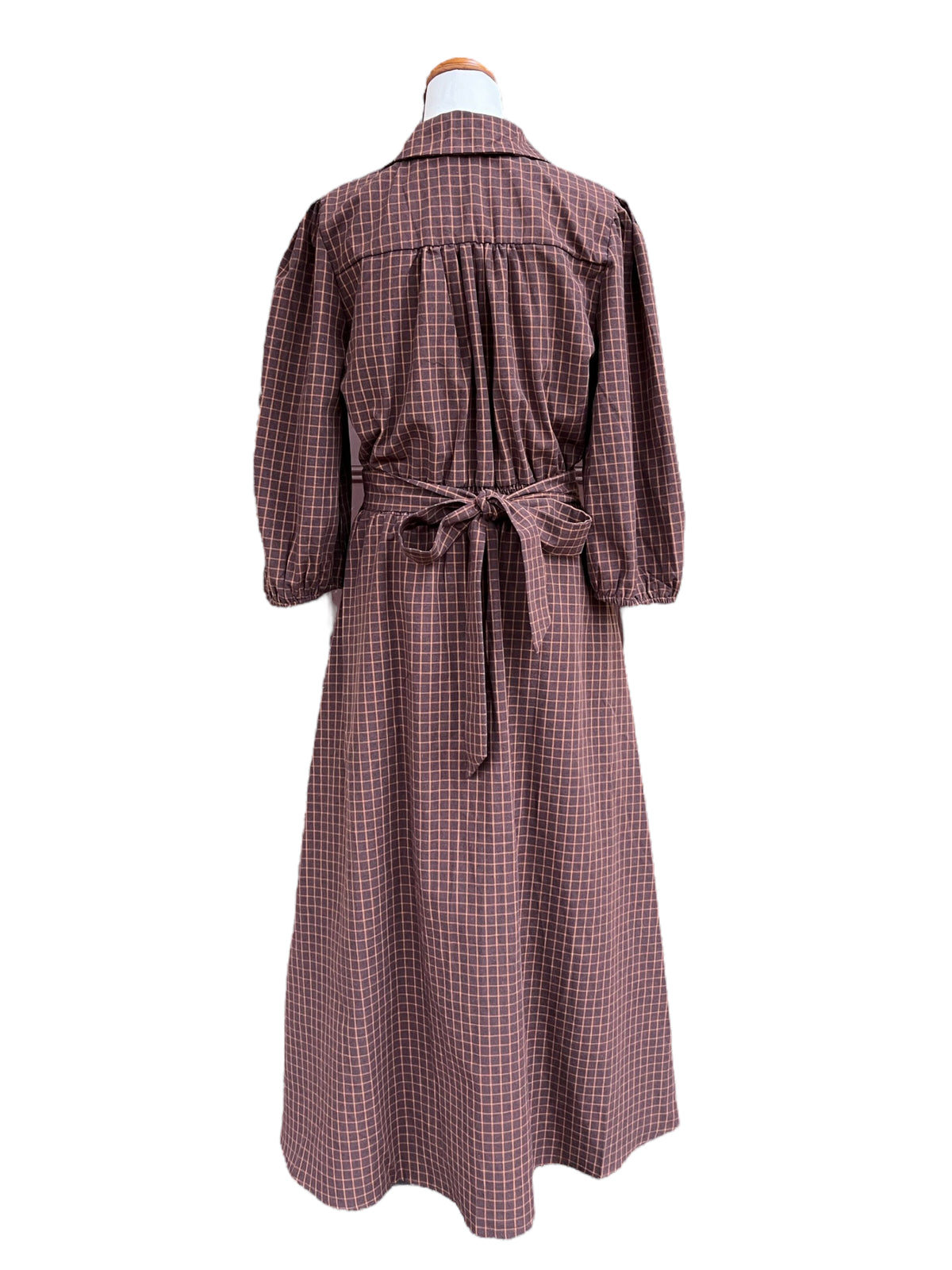 'Elodie' Maxi Dress - Brown Check