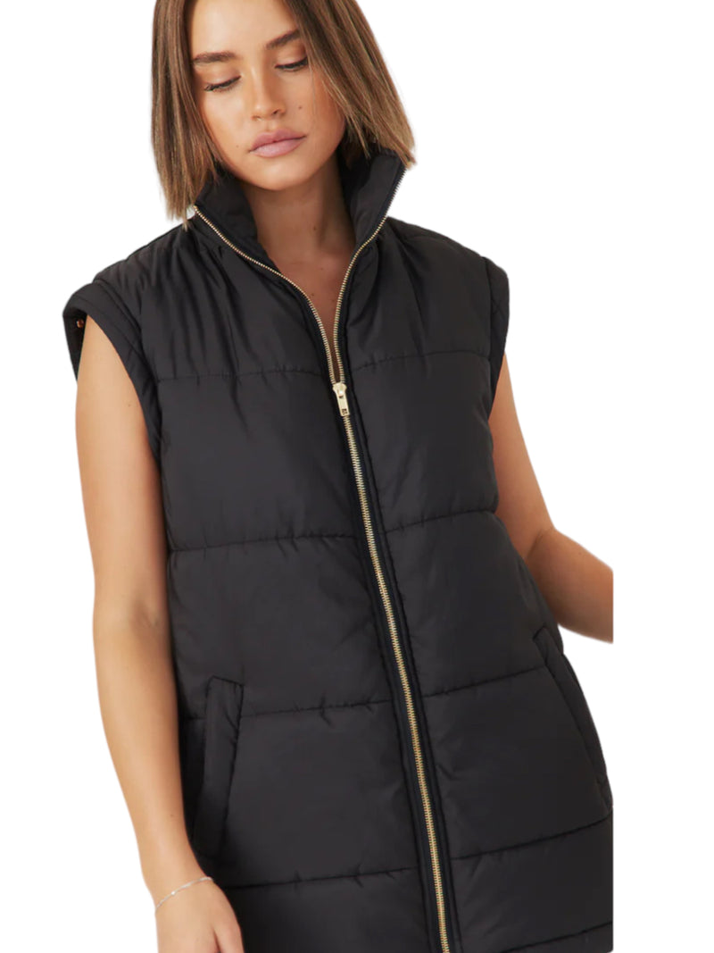 'Oscar' Puffa 2 in 1 Jacket to Vest - Black