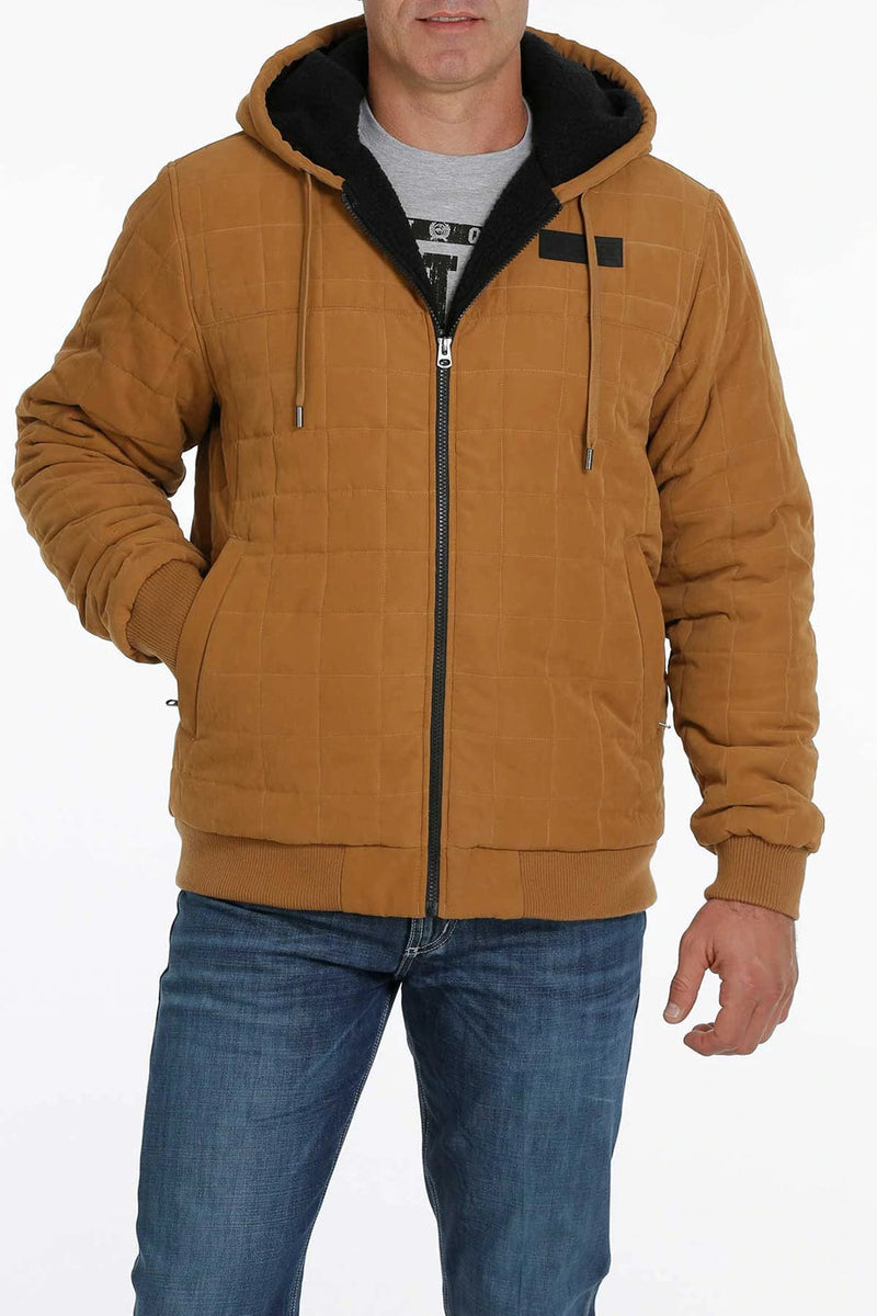 Mens Sherpa Lined Brown Quilted Jacket