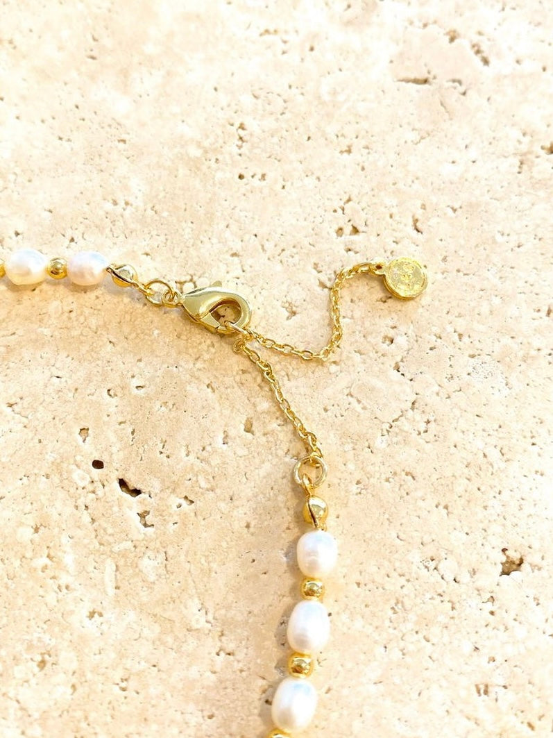 Pearl Beaded Gold Plated Necklace