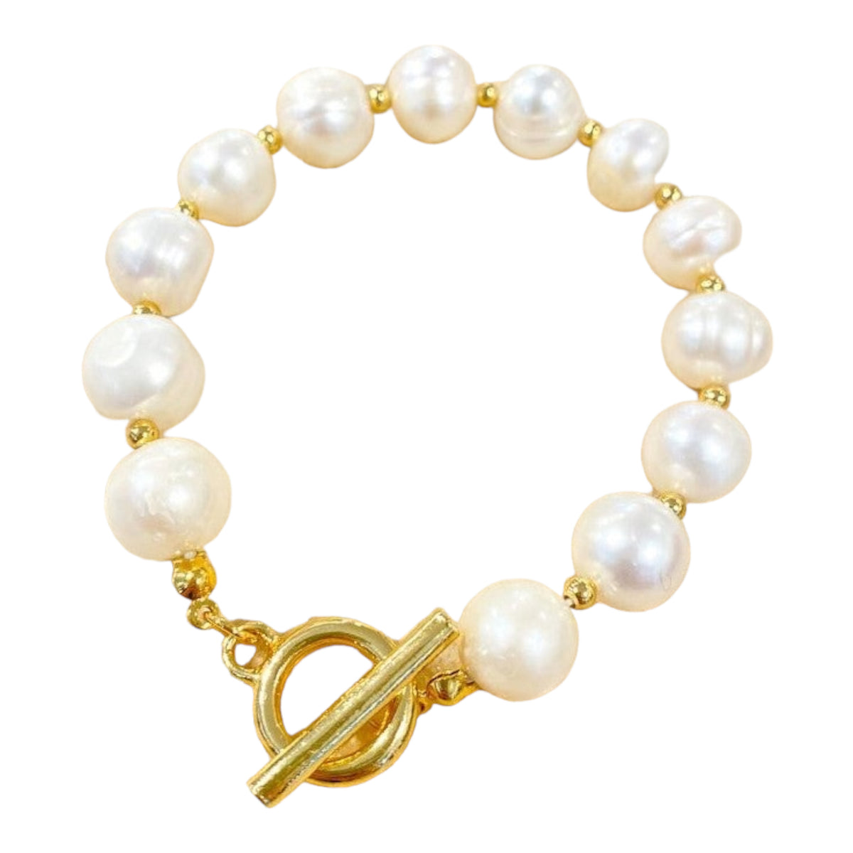 Pearl T-Bar Gold Plated Bracelet