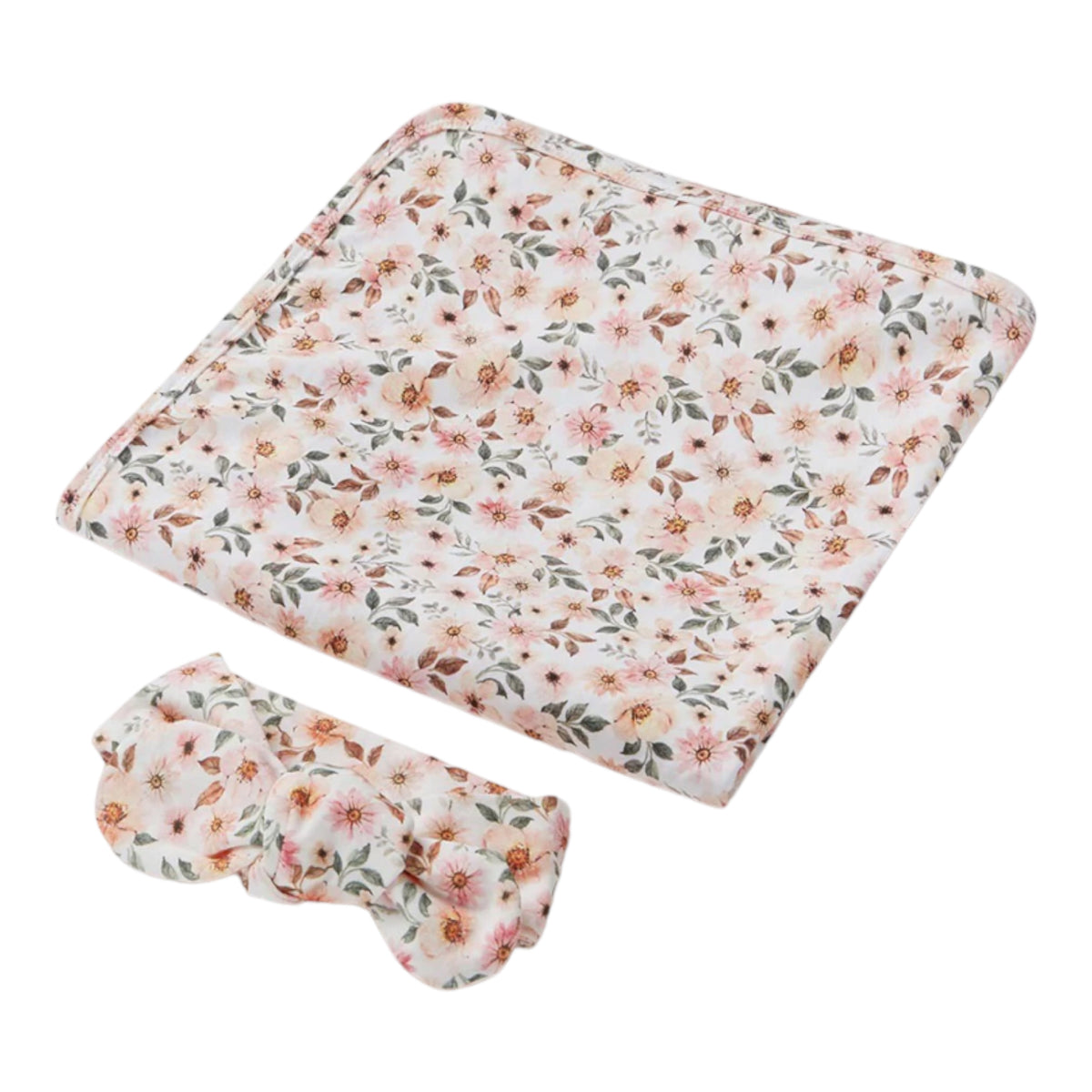 Spring Floral Organic Jersey Wrap & Headband Set